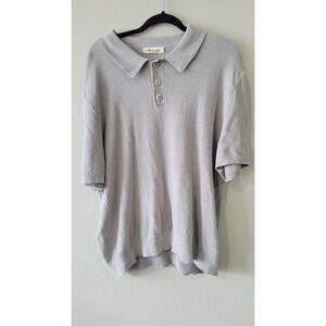 Madewell Knit Polo Top Cotton Linen Blend Size Large